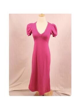 Vintage Pink Knit Puff Shoulder Sweater Dress XS / Small USA Union-Made ILGWU